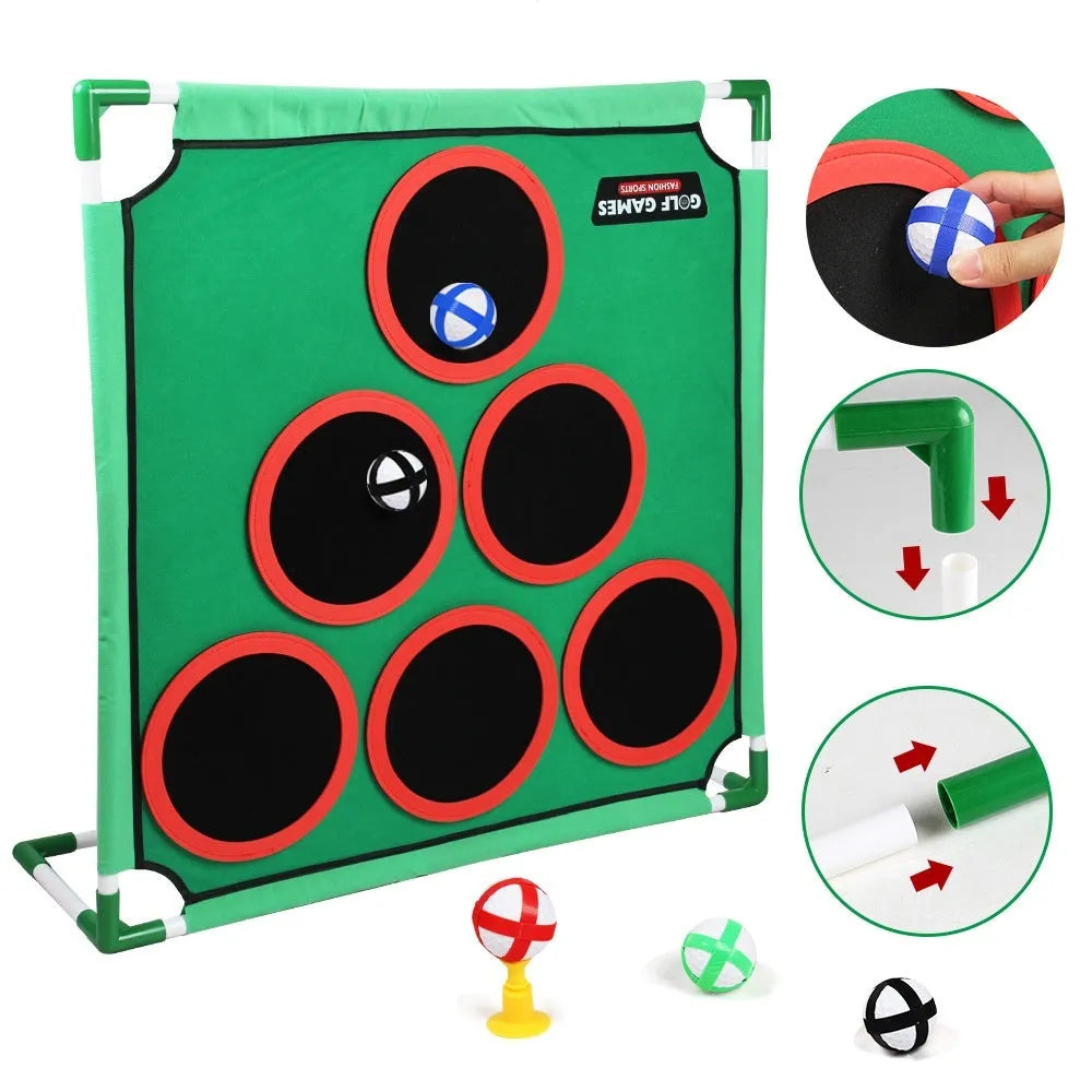 Children's Velcro golf suit toy with plastic flannel target, double frame style