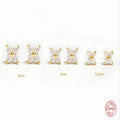 S925 sterling silver stud earrings with a geometric crystal flower design in gold or platinum plating.
