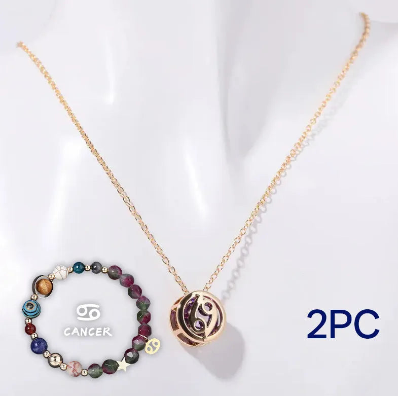 Natural stone beaded necklace and bracelet set showing coordinated jewellery pieces