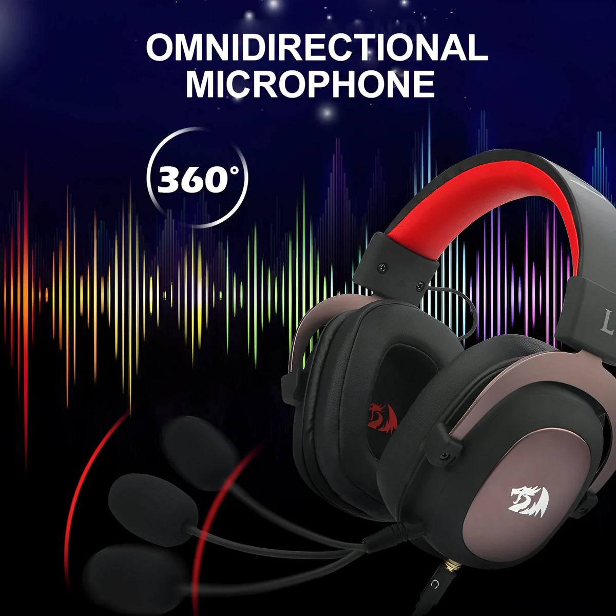 Black H710 game earphones with active noise reduction, 7.1 USB connection, imitation protein earmuffs, and braided cable
