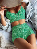 XINGX printed multicolor conservative boxer split swimsuit for women, polyester fabric, wireless padded cups