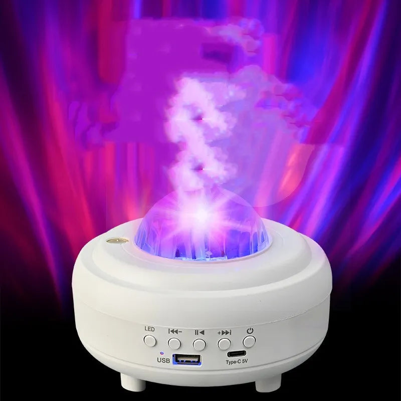 Galaxy star projector Bluetooth LED night light with starry sky projection in compact black rechargeable unit