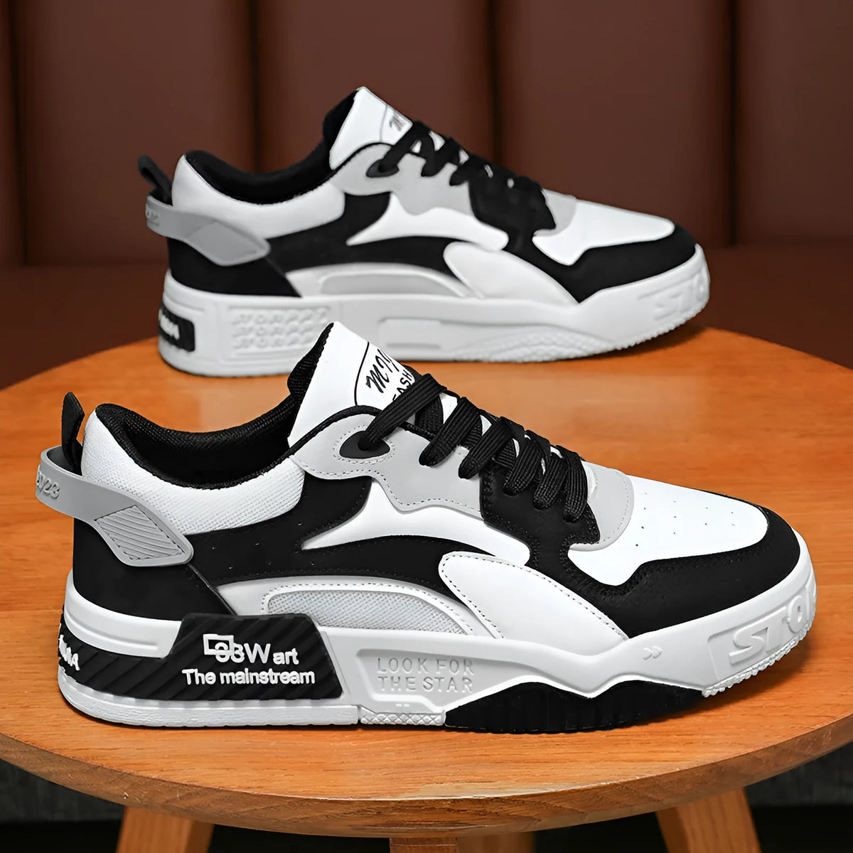 Men's breathable casual shoes in beige or black, artificial PU upper, sizes 39-44, solid colour leisure design