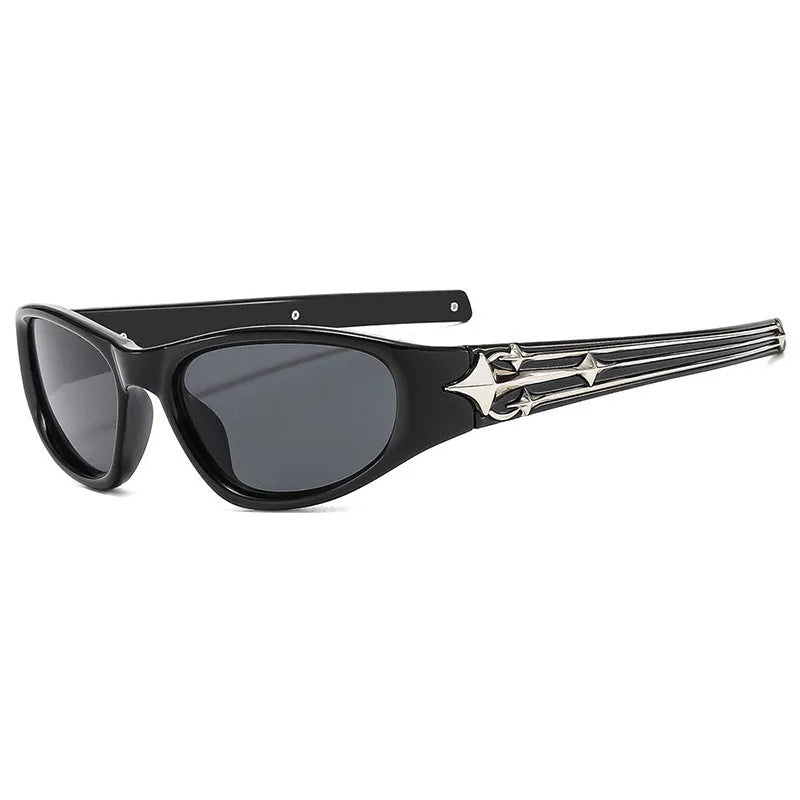 Outdoor sports sunglasses black frame gray PC lens category 3 windproof all-match casual style