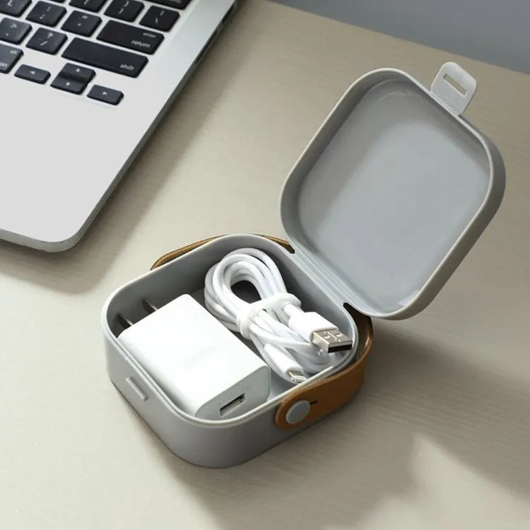 Medium portable storage box for data cables and Bluetooth headsets in Nordic White colour