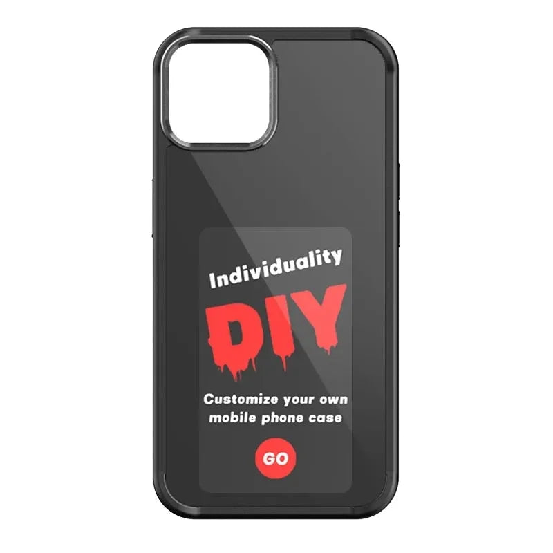 E-ink phone case for Apple iPhone with NFC screen projection displayed in black TPU, showing a custom image on the e-ink screen
