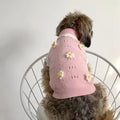 Green and pink flower pattern dog and cat sweaters in sizes XS to XL for pets 1.5kg to 8kg