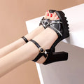 Women's black and white high heel sandals for summer, available in sizes 35 to 42.