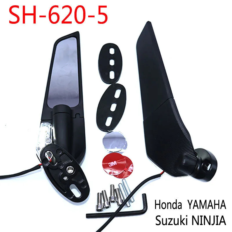 Pair of yellow light motorcycle rearview mirror reflectors with aluminium alloy housing and convex lens