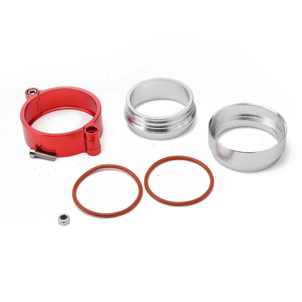 Black aluminium fixed movement clamp for car exhaust downspout, 2-4 inch size, 800psi burst rating