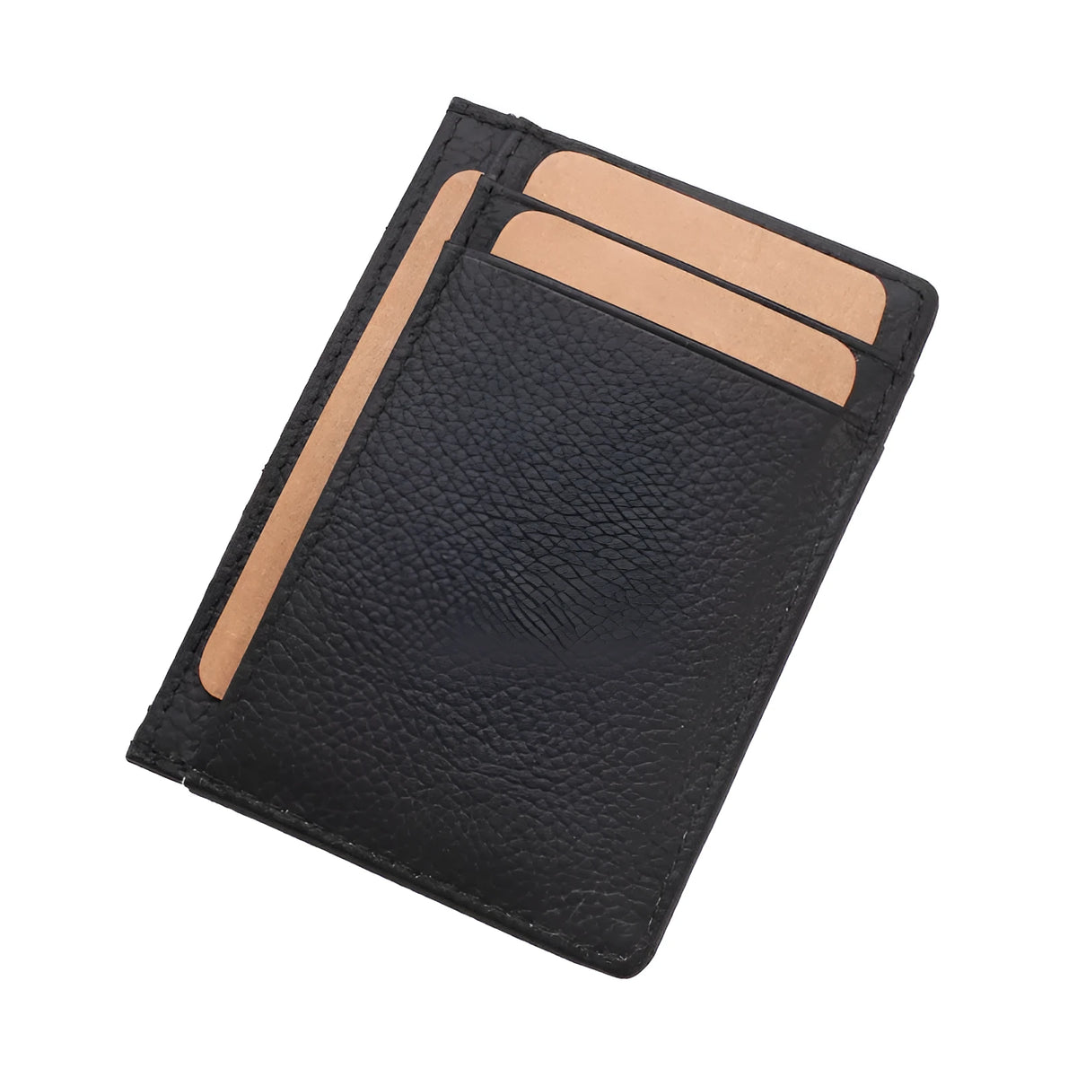 Men's genuine leather card holder in dark brown solid colour, 7.8 cm long, 10.7 cm wide