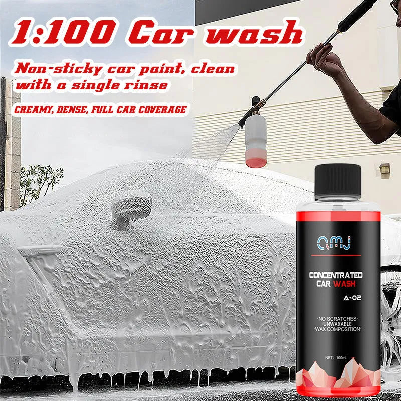 100ml bottle of concentrated car shampoo cleaner with high foam formula