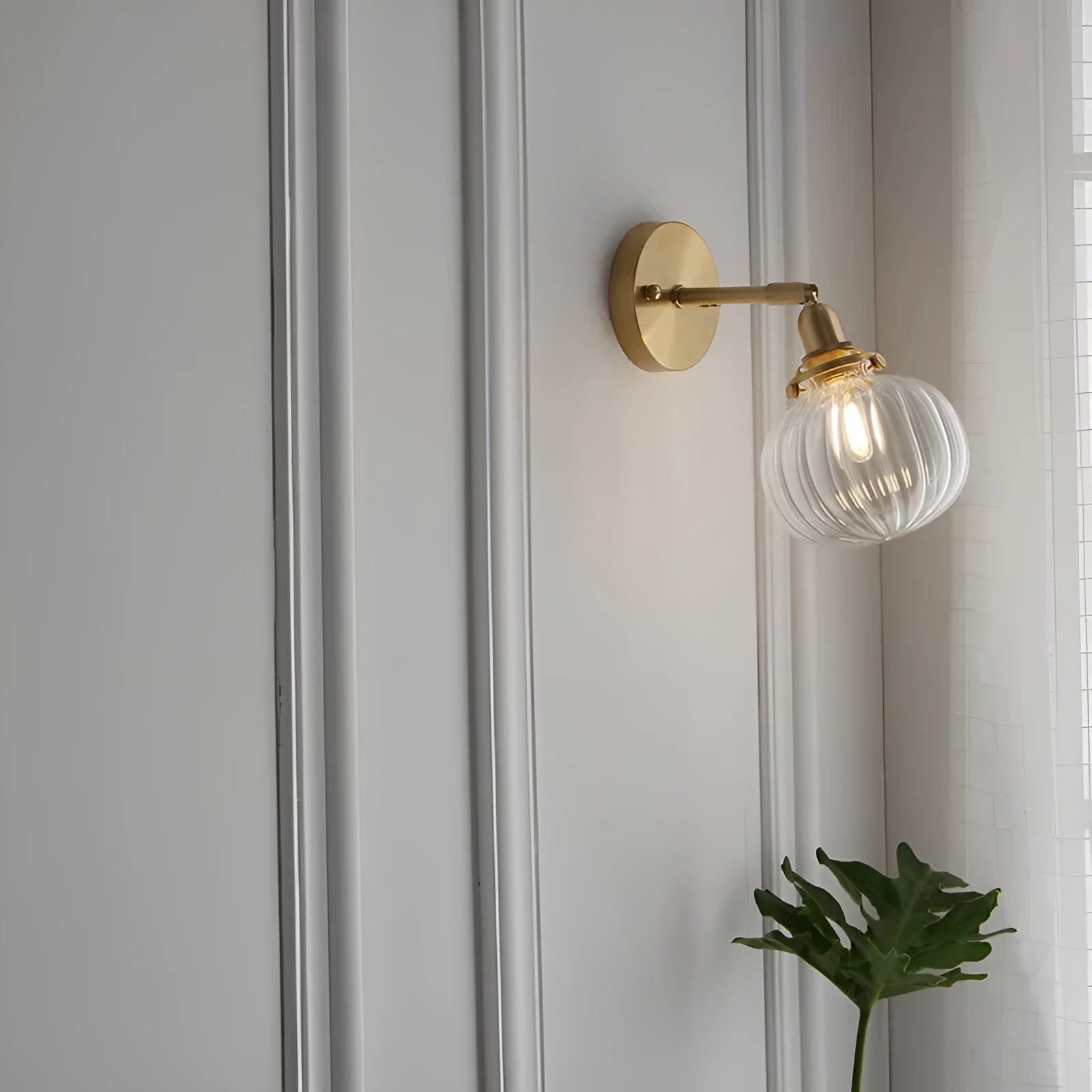 Pumpkin shaped glass wall lamp with water ripple or blue glass shade for LED lighting