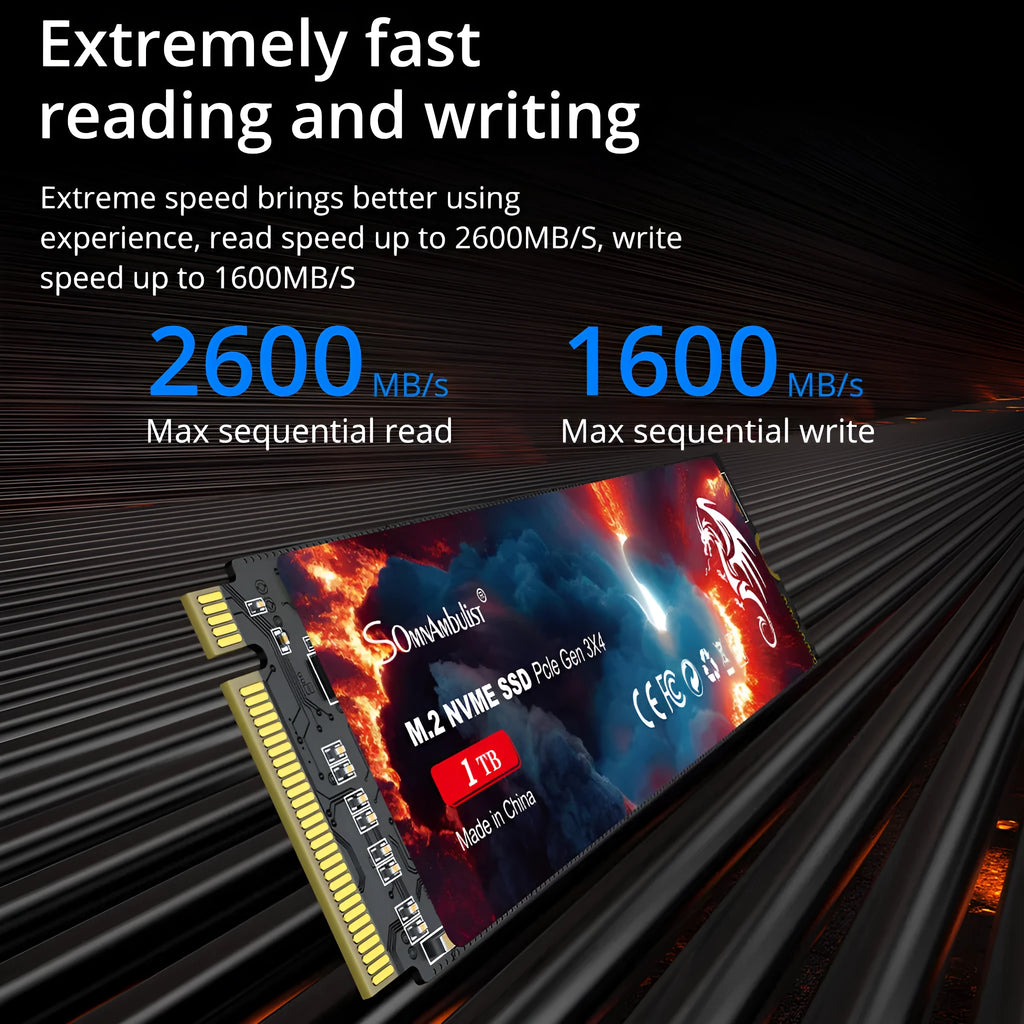 M.2 NVMe PCIe 3.0 Solid State Drive for desktop computers, 80mm x 22mm size.