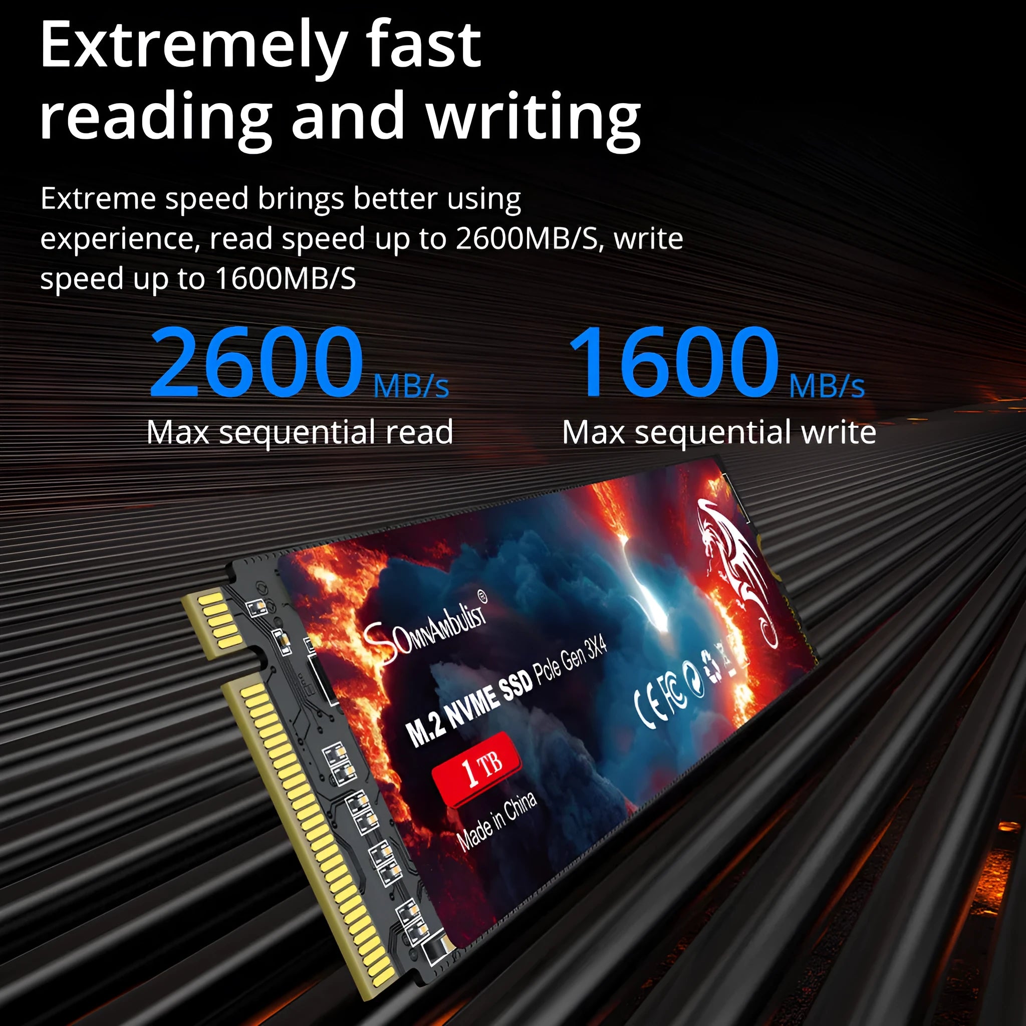 M.2 NVMe PCIe 3.0 Solid State Drive for desktop computers, 80mm x 22mm size.