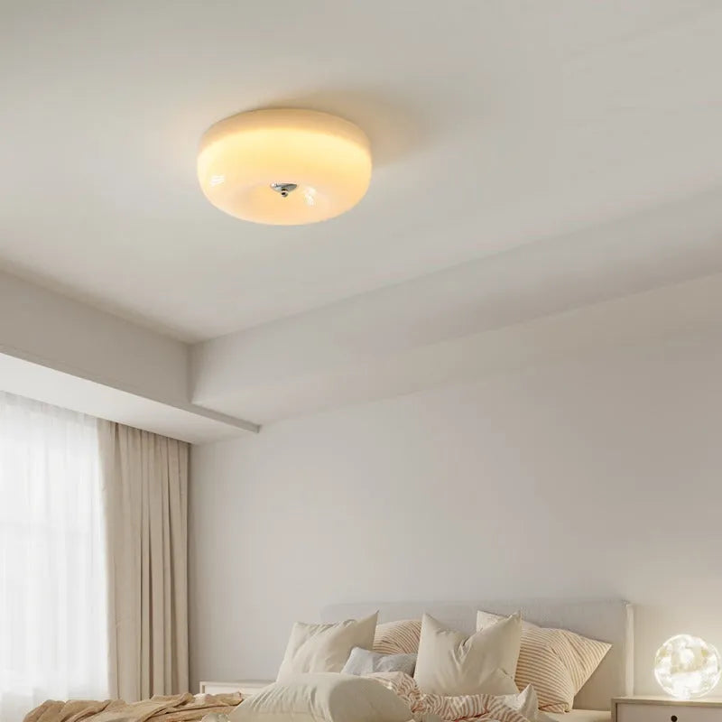American style cream bedroom ceiling lamp with three-colour light function on ceiling