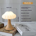 Creative mushroom-shaped touch night lamp in wood grain, white, cream, grey, or black colour options