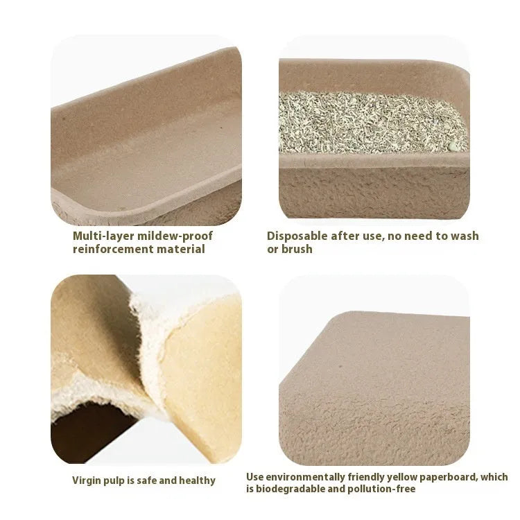 Brown disposable waterproof cat litter box with biodegradable material in three size options