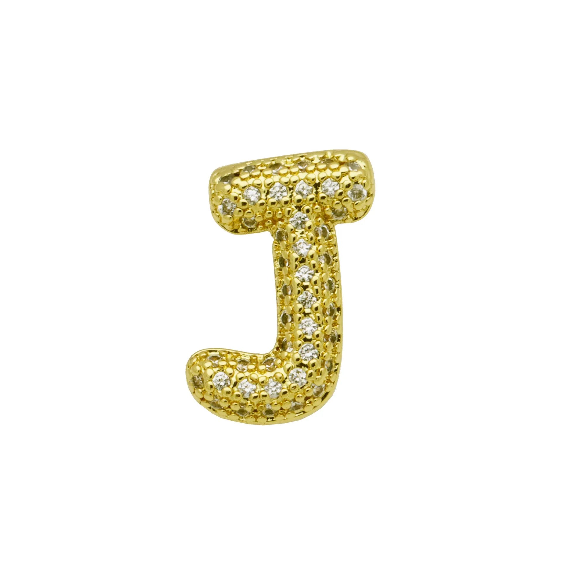 Copper letter bracelet with a single 'A' charm featuring micro inlaid zirconium detail on a gold-finished chain.