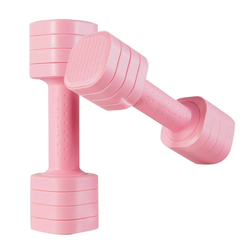 Detachable pink dumbbells with slimming body device design for women's fitness and body shaping workouts