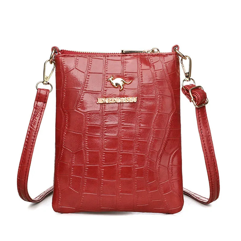 Square black rose pattern PU shoulder messenger bag with file organiser interior and shoulder strap.