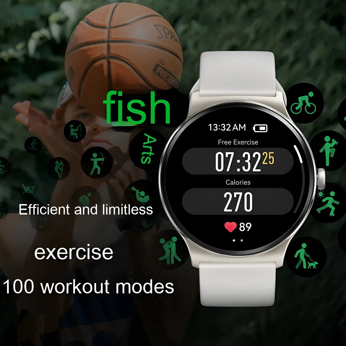 Multifunctional sport smart watch with IP68 waterproof and dustproof rating, TFT screen, heart rate monitor, sea blue colour
