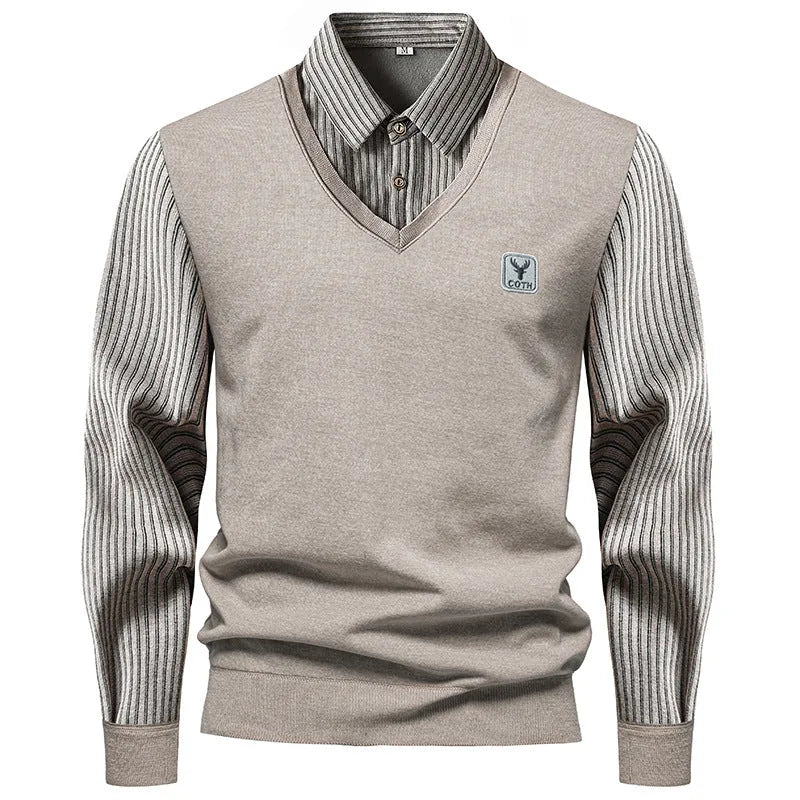 Men's fleece-lined striped shirt in solid colour, slim fit, long sleeves, sizes M to 4XL