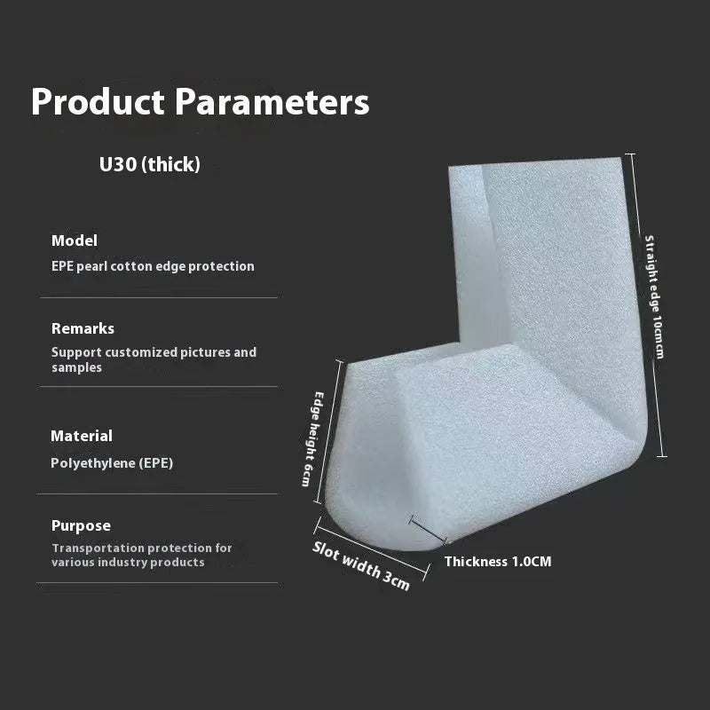 Pearl cotton corner protector with 10mm slot for furniture and door edge protection