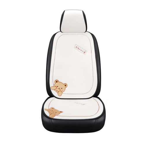 Car cushion winter plush three-piece set with square cushion and lumbar support pillow in trendy bear design