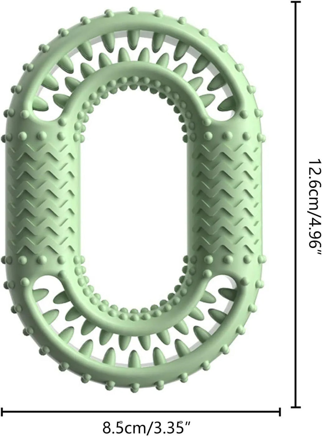 Blue green pink O-ring dog chewing toy for aggressive chewers measuring 12.5cm