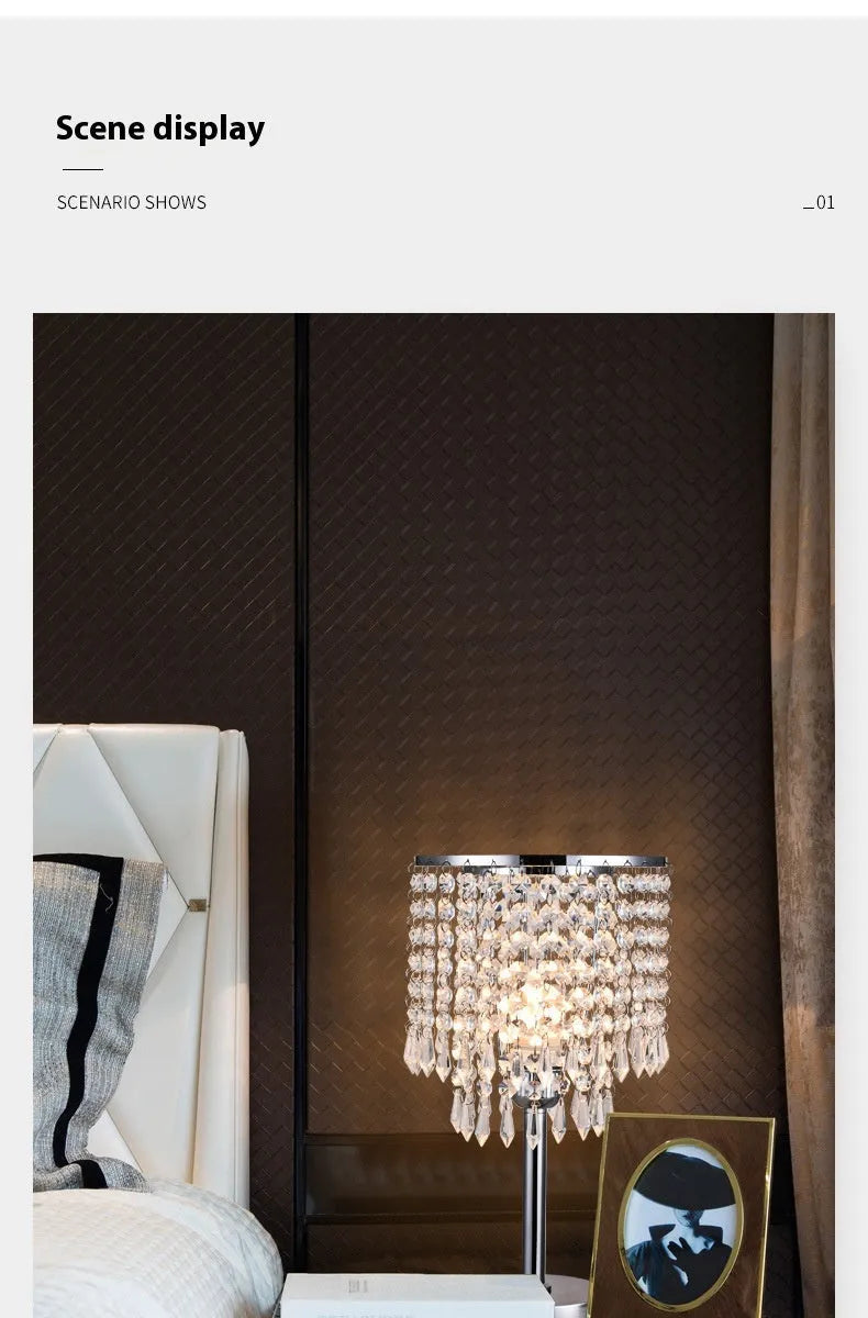 Rechargeable crystal table lamp 20x42cm modern simplicity style bedside lighting