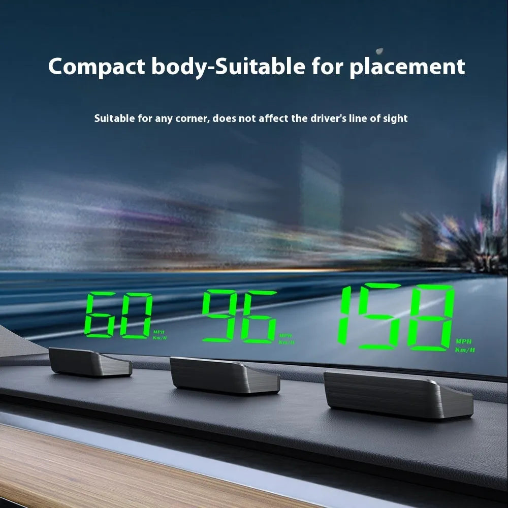 New universal head-up display car GPS velometer with HD speed display in green and white