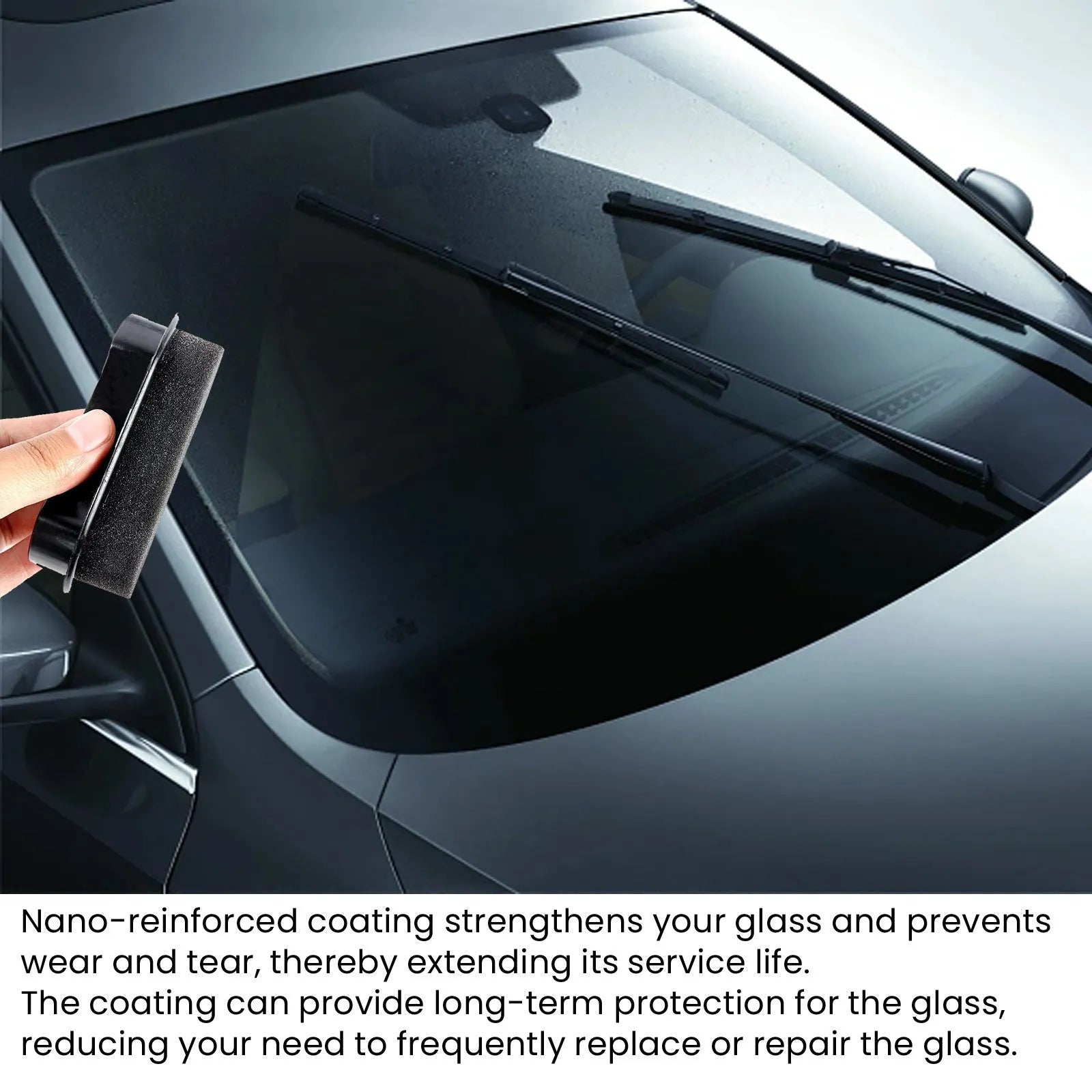 Yellow car cleaning sponge with reinforced fibres for windshield and window cleaning