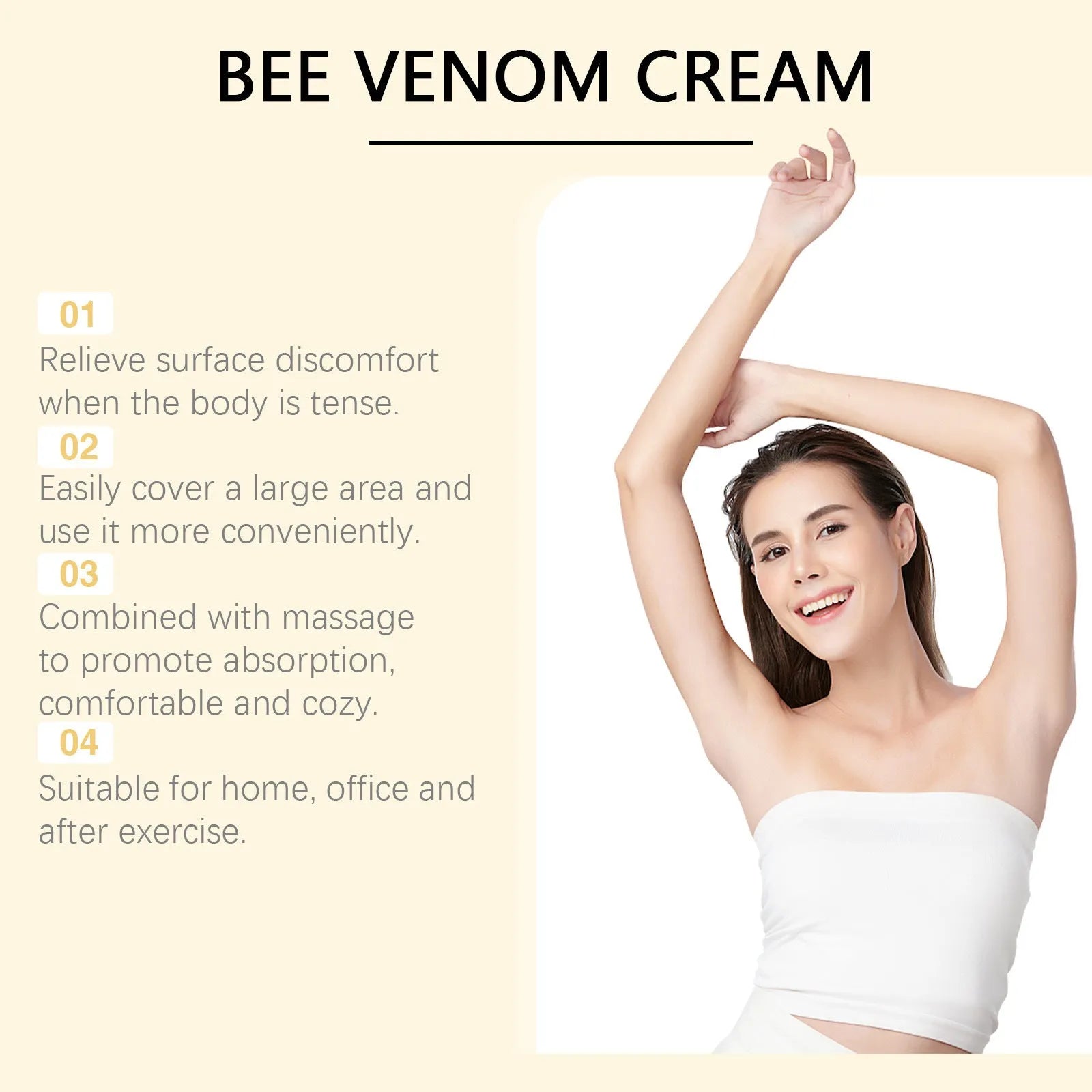 60g moisturising skincare cream jar with mint leaf, bee venom, tea tree oil and cypress extract ingredients
