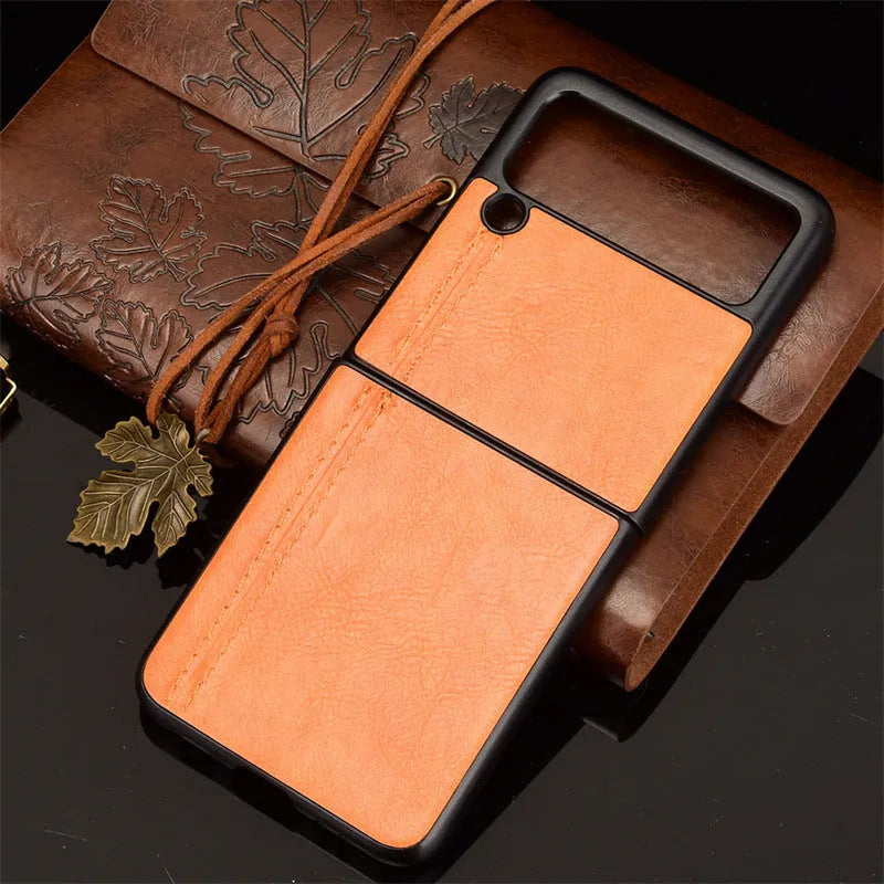 Samsung Galaxy Z Flip 3 5G Z Flip 4 5G PC leather back cover case in black with business style machined finish