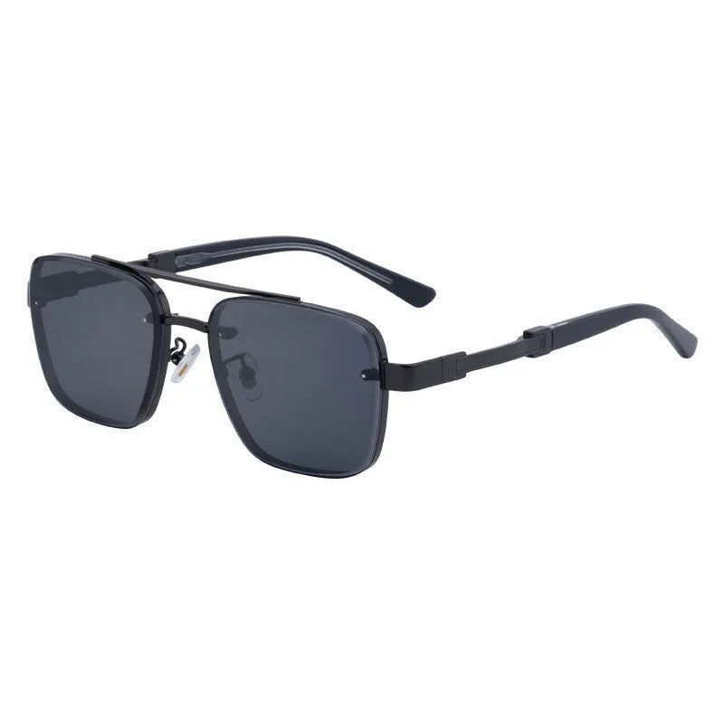 Men's UV protection vintage sunglasses with PC frame, grey tinted lenses, gold double gray colour