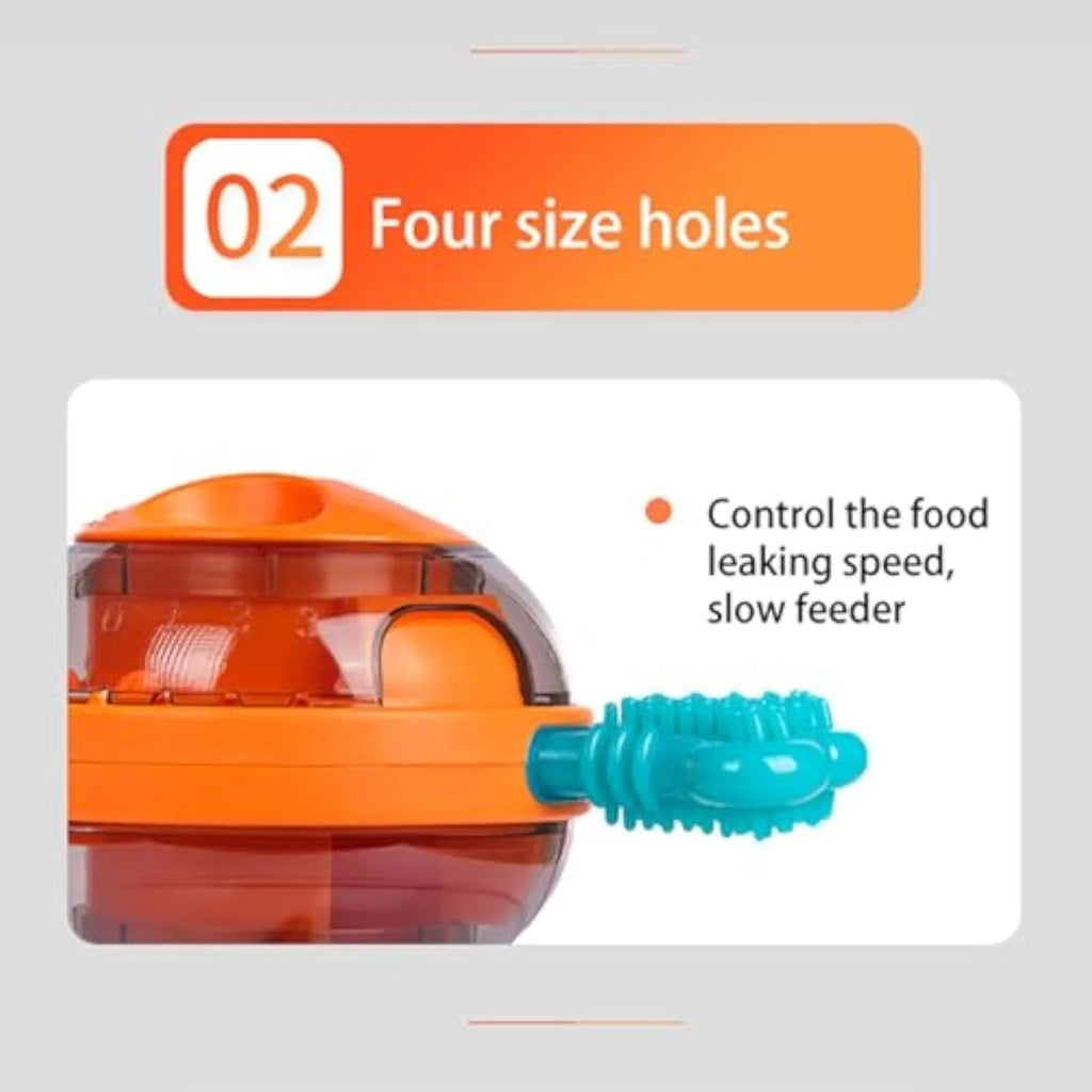 Blue rubber interactive chew toy and slow feeder for small medium dogs.