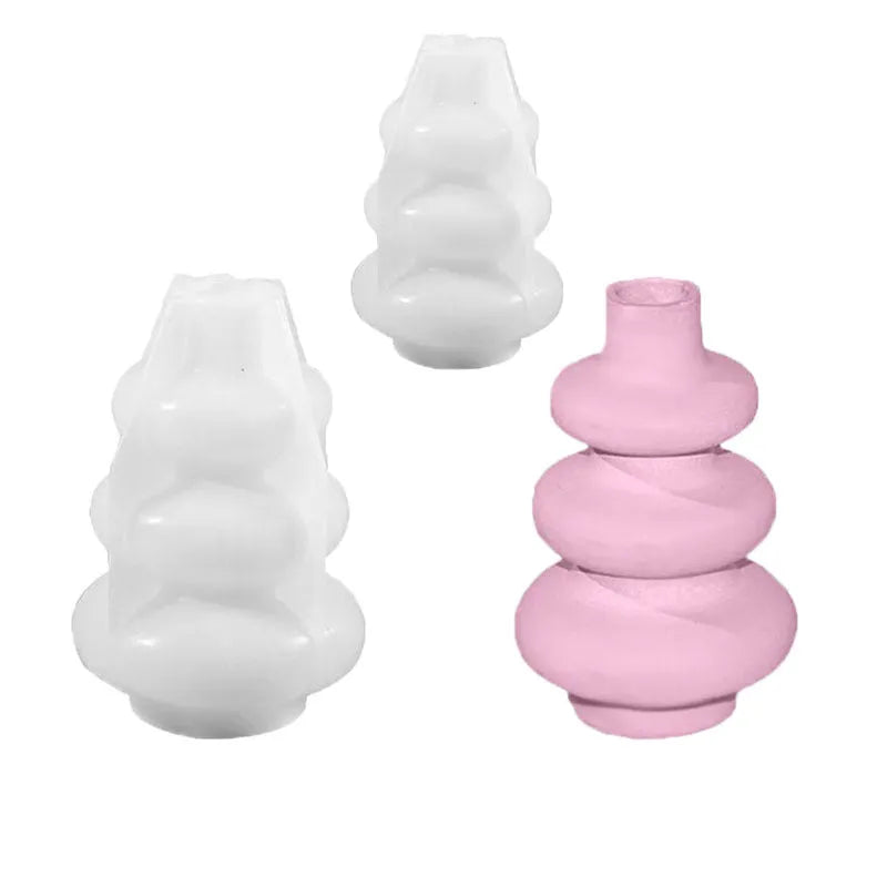 Three layer circle vase silicone baking mold for cake decorations in modern irregular shape