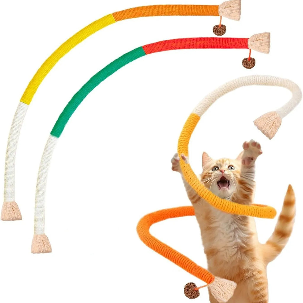 70cm cotton string bite rope cat toy in red with green, orange, or purple colours