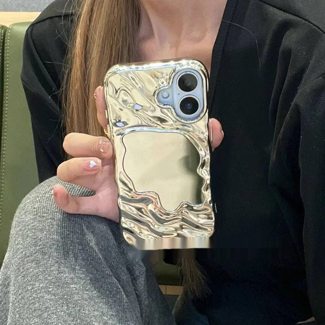 Water ripple texture iPhone case with mirror surface in five colour options