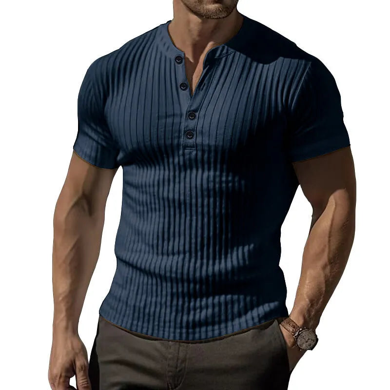 Slim-fit sports t-shirt for men in polyester available in five colours including army green and navy blue