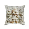 Christmas linen cushion cover with elk and rabbit pattern on a sofa in a modern simple style