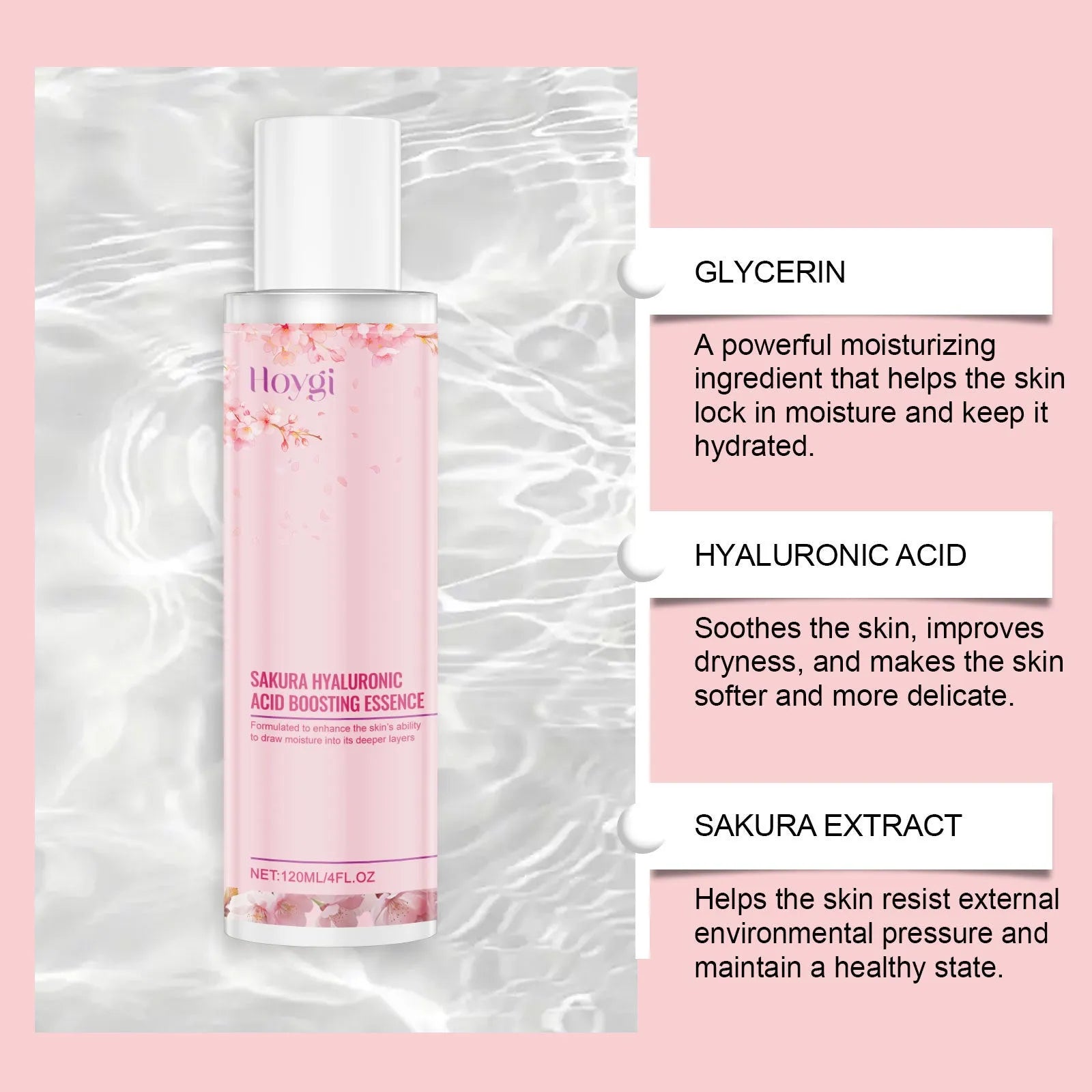 Hyaluronic Acid Skin Moisturising Lotion bottle, 120ml capacity with dropper.