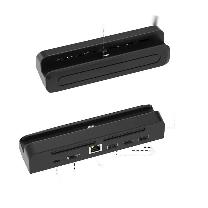 Portable multi-function game console adapter with PVC-aluminium housing and Type-C port for 4K HD projection.