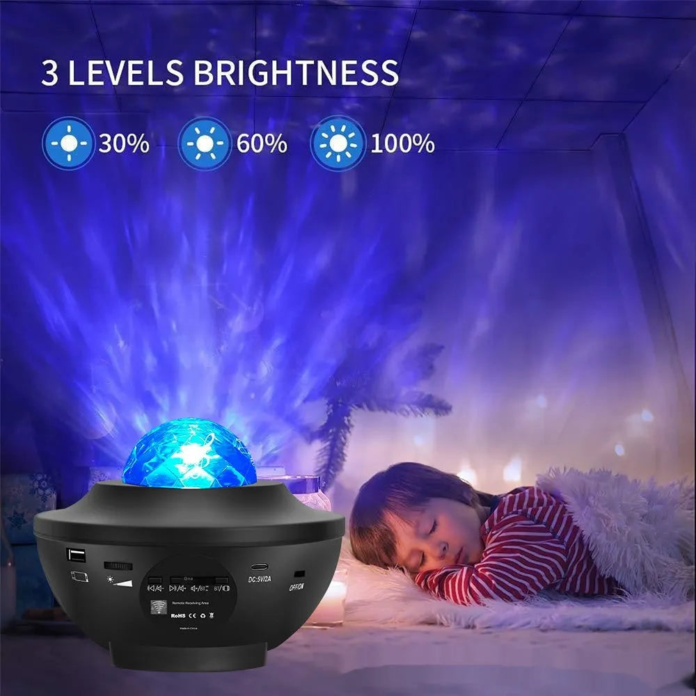 Black parallel style starry sky projection lamp with USB cable and remote control