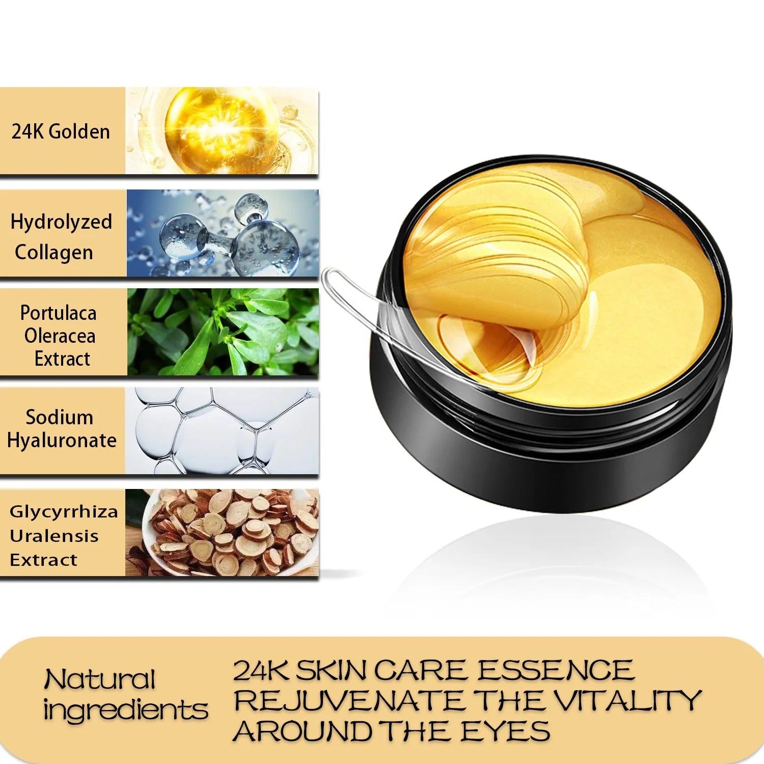 Moisturizing Gold Eye Mask 180g box for universal skin type eye care treatment