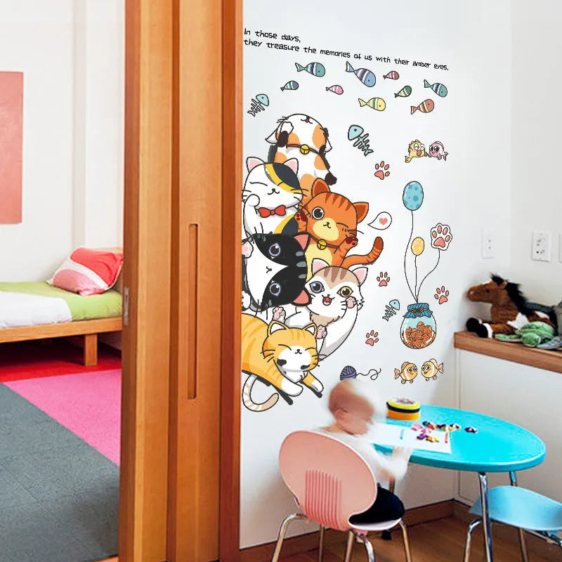PVC cat Jiaraohan decorative door sticker 60x90cm modern simplicity for children's room