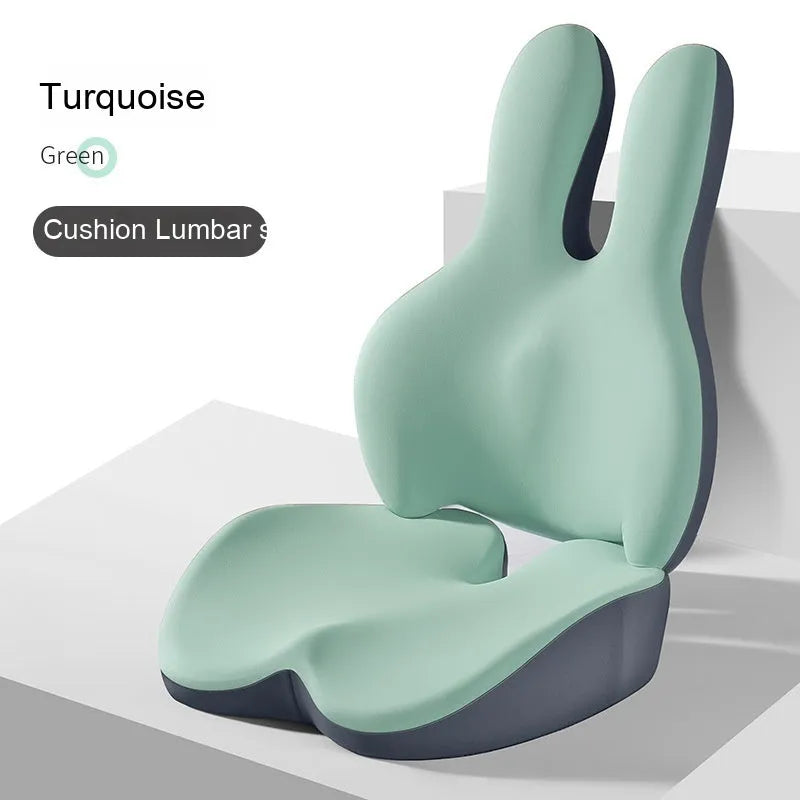 Car seat cushion and lumbar support pad set in a choice of five colours on a car seat.