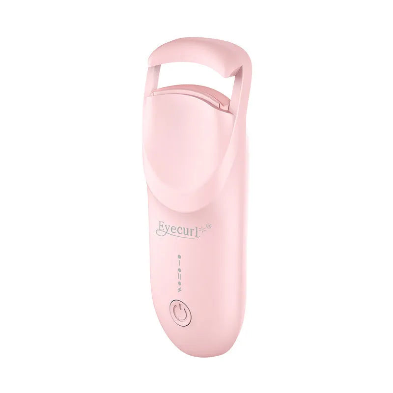 USB electric heating eyelash curler in choice of colours including vanilla apricot, maca pink, and cream white.
