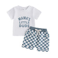 Children's casual letter printed short-sleeved cotton-blend set in apricot for baby boys and girls